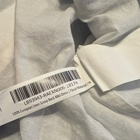 Quince 100% European Linen Scoop Neck Midi Dress M Blue Floral Waterfall NWT - Picture 8 of 8